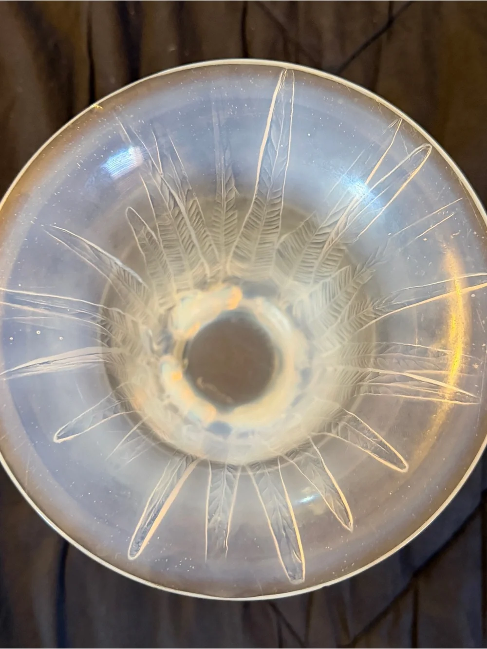 Rene Lalique Eucalyptus Opalescent Frosted Glass Vase